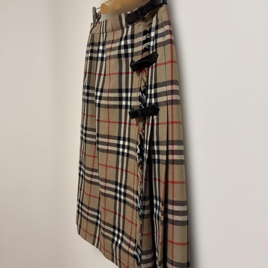 公*o様 Burberrys 巻きスカート ノバチェック ウール　フリンジ 美品