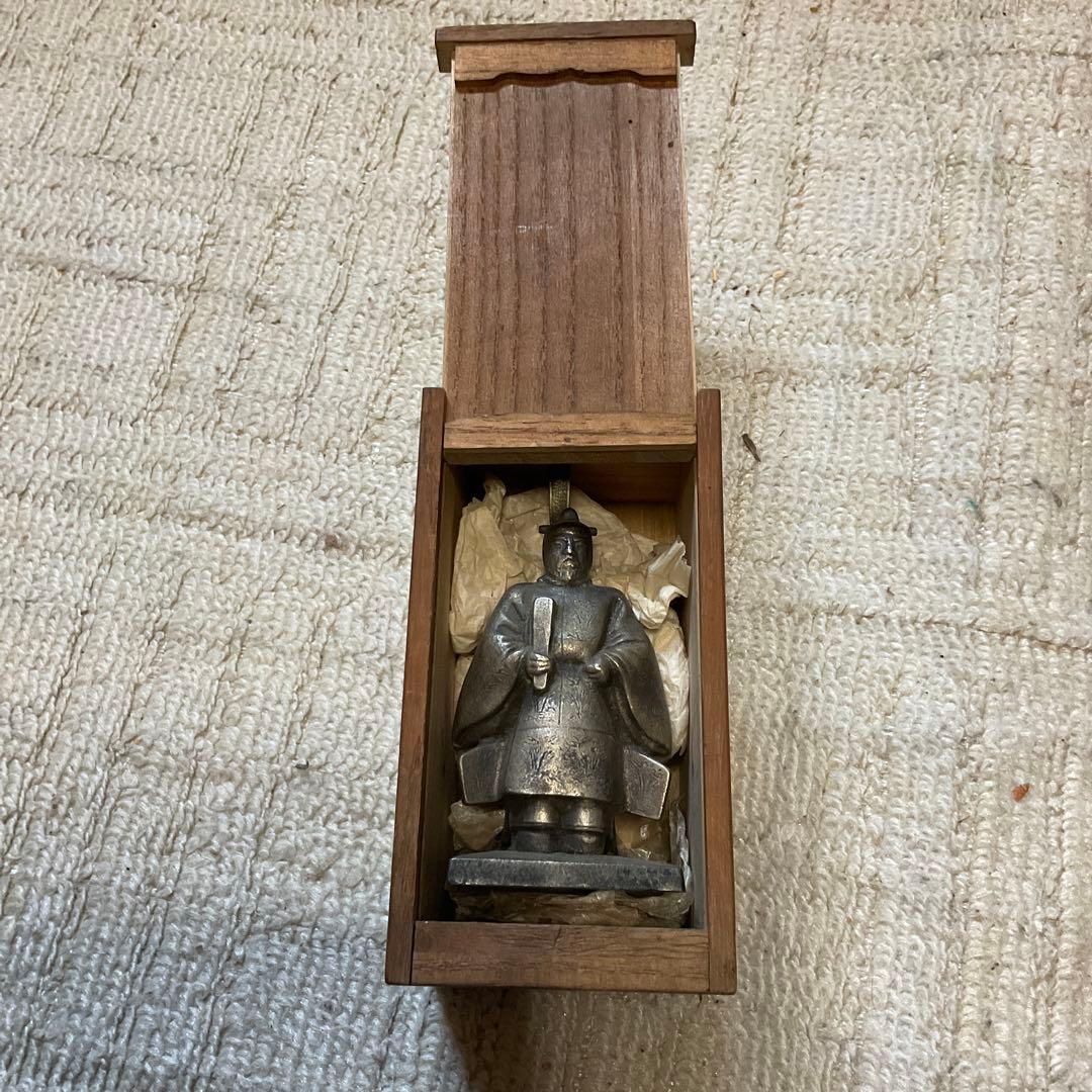 純銀製　天神様　置物　桐箱付き　昭和レトロ。