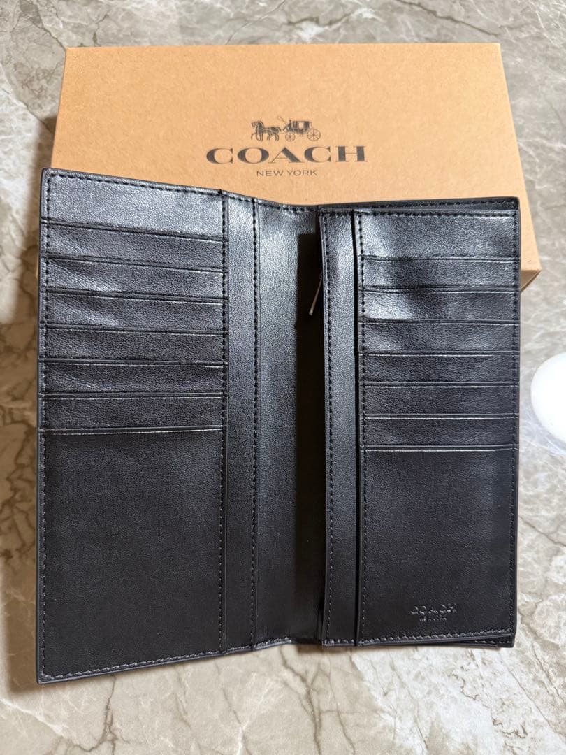 COACH ブラック 長財布 ロゴパターン