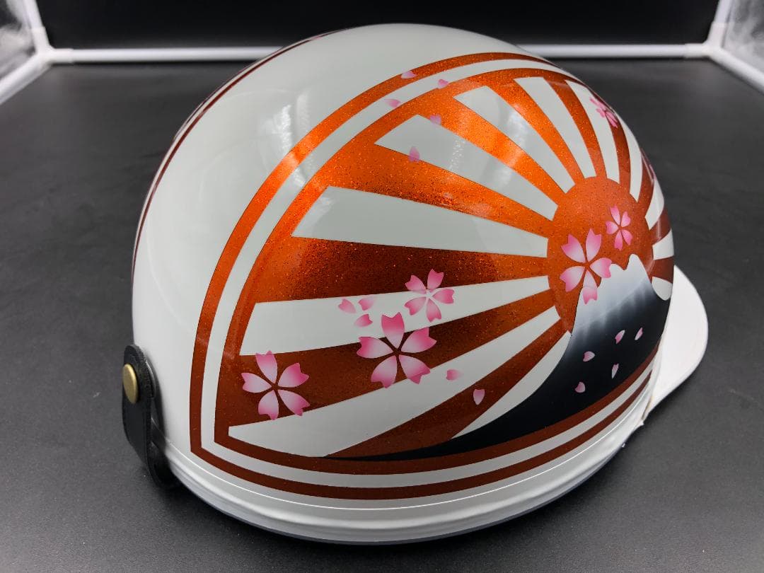 コルク半　カスタム　富士日章　三つボタン　ホワイトオレンジ　ラメ　桜　高級クリヤ