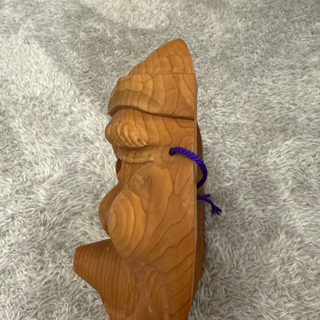 能面　ひょっとこ　一位一刀彫