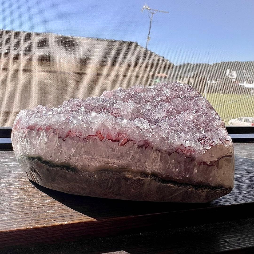 ハイクオリティ　ラベンダーカラーアメジスト　ハート型　クラスター　アメジスト