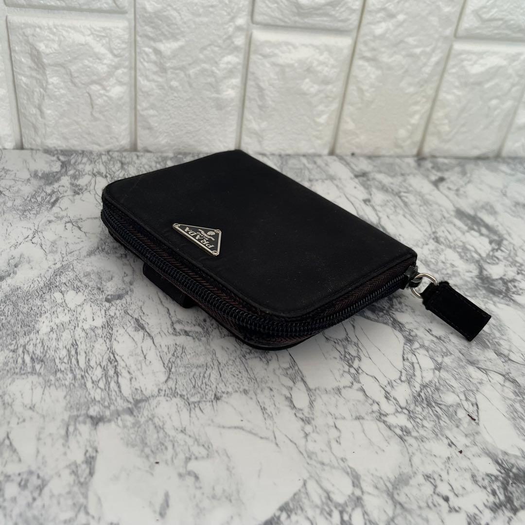 PRADA プラダ 三角プレート ナイロン×サフィアーノ ミニ財布 二つ折り財布