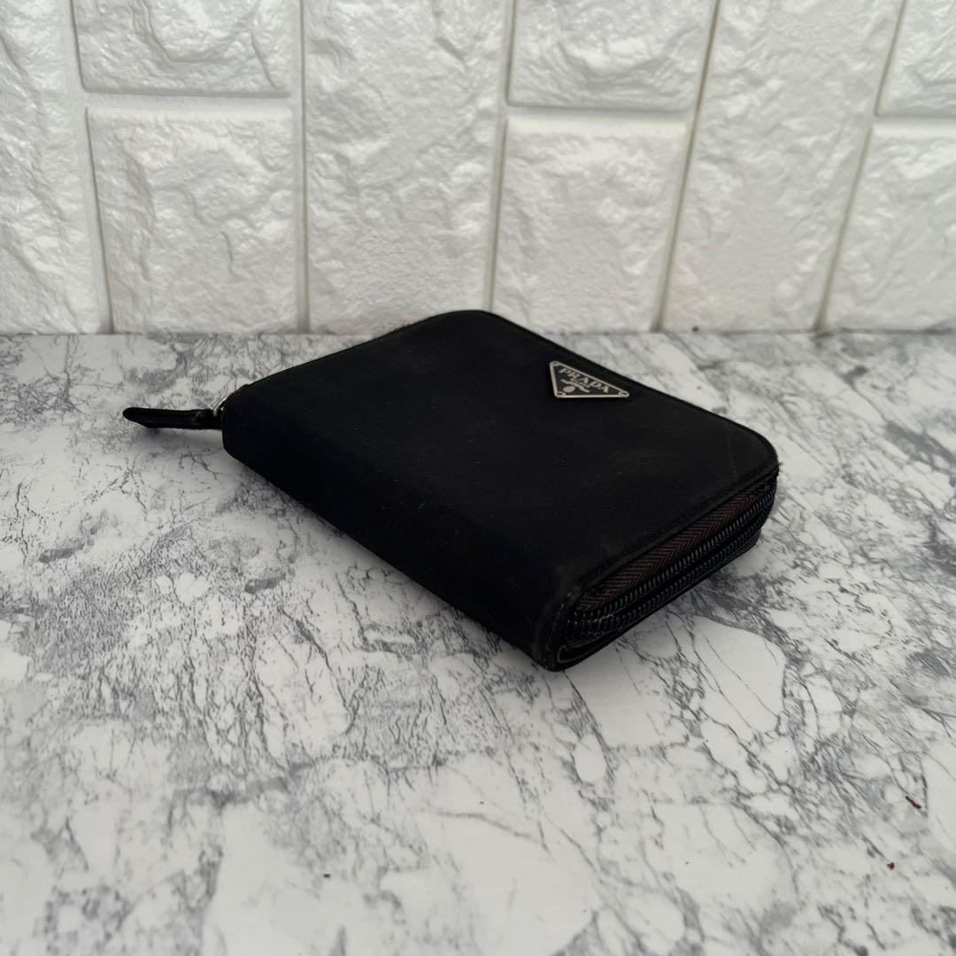 PRADA プラダ 三角プレート ナイロン×サフィアーノ ミニ財布 二つ折り財布