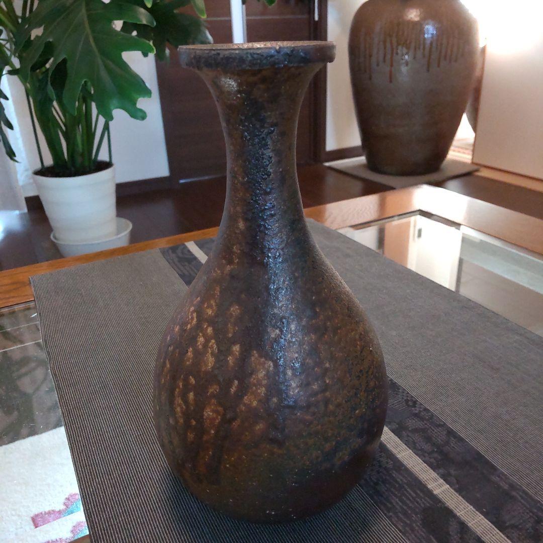 渋い黒備前　鶴くび　32　備前焼