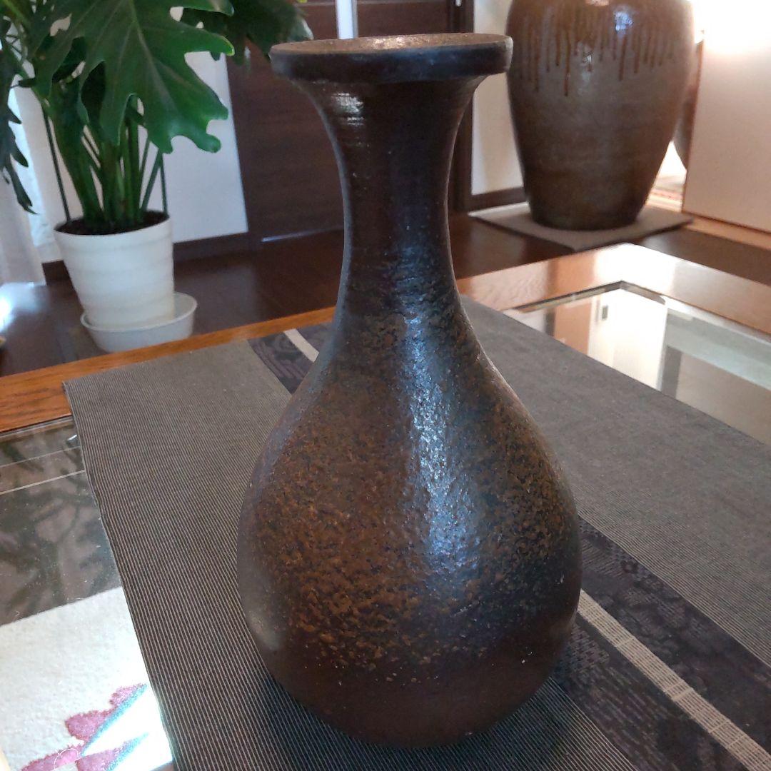 渋い黒備前　鶴くび　32　備前焼