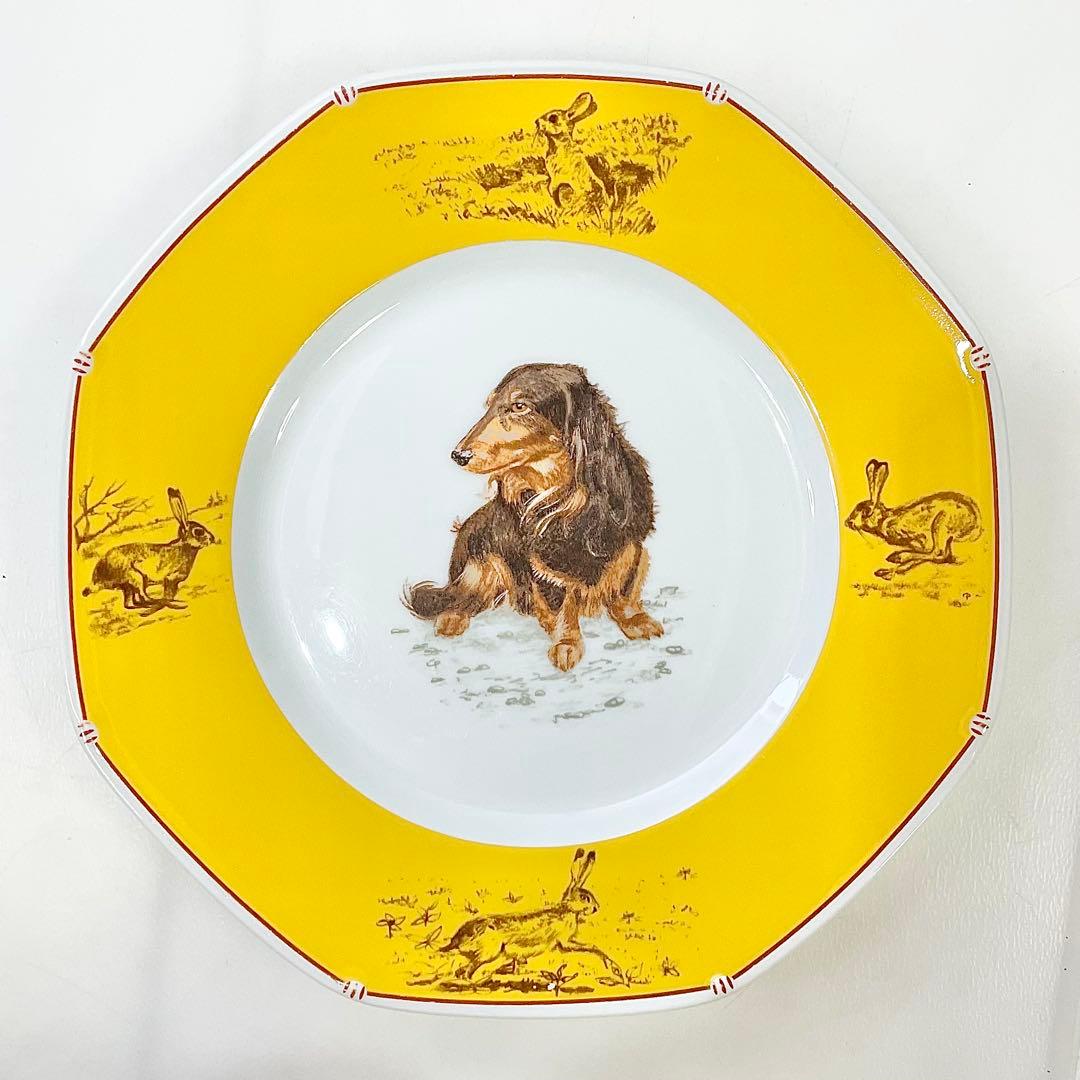 ◎ HERMES エルメス シャス イエロー 八角プレート ダックスフンド