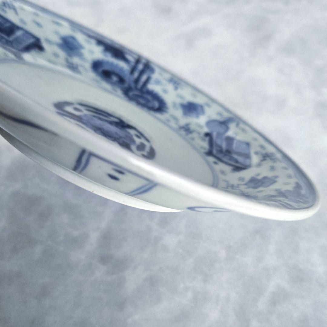 古伊万里　染付　五寸皿　江戸時代　骨董　アンティーク　碁盤　宝尽くし　金継ぎ