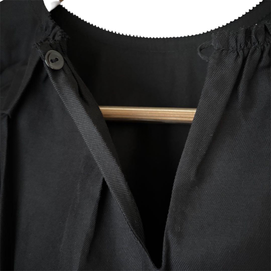 美品 ドゥロワー パフスリーブ シルク コットン ブラウス 黒 ブラック