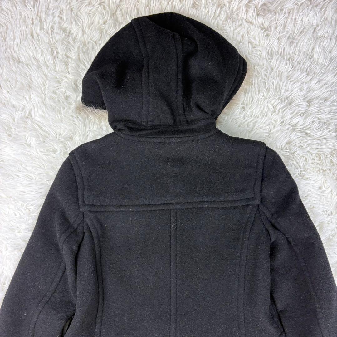 【美品】バーバリーブルーレーベル　ダッフルコート　ノバチェック　黒　ファー　S