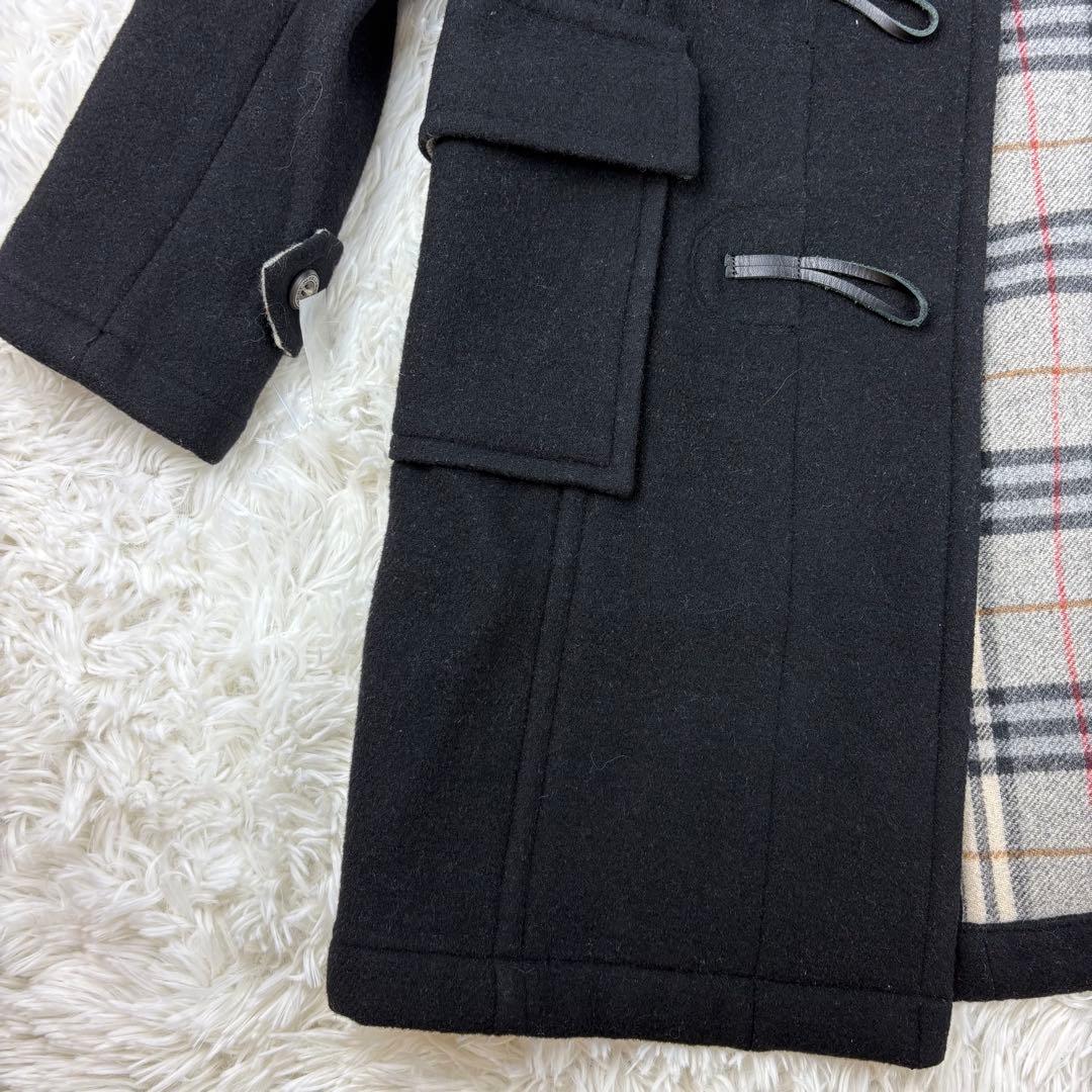 【美品】バーバリーブルーレーベル　ダッフルコート　ノバチェック　黒　ファー　S