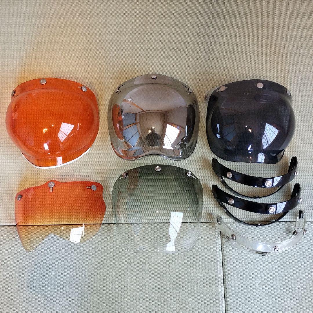 バイク ジェットヘルメット用シールド 5枚セット ＆ フリップアップ 3個セット