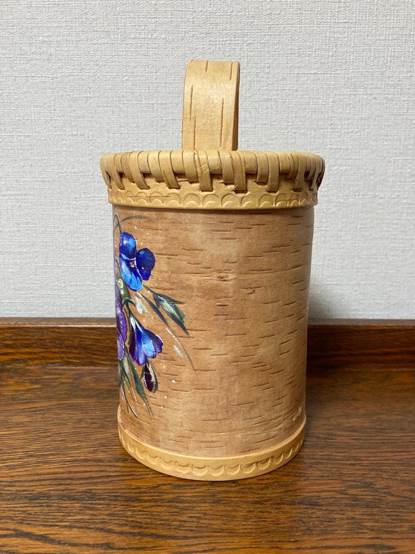 ロシア雑貨☆白樺工芸べレスタ パンジー収納boxマトリョーシカ