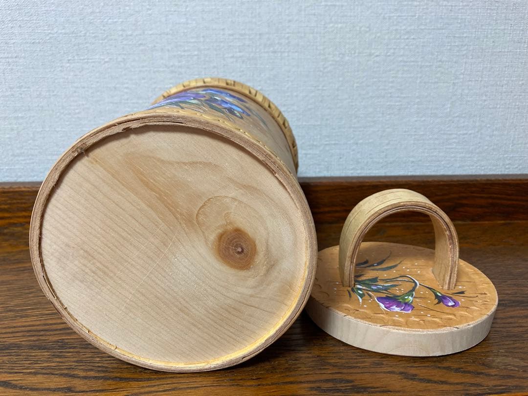 ロシア雑貨☆白樺工芸べレスタ パンジー収納boxマトリョーシカ