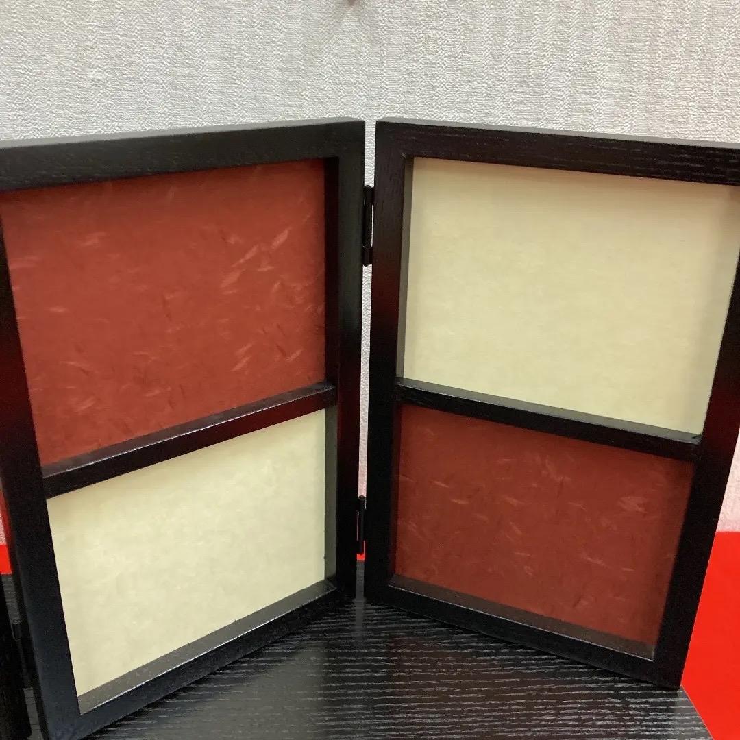 F20-5 市松柄屏風　木製台と屏風のみ　全体の高さ30㎝位　親王飾り台