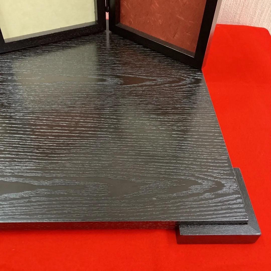 F20-5 市松柄屏風　木製台と屏風のみ　全体の高さ30㎝位　親王飾り台