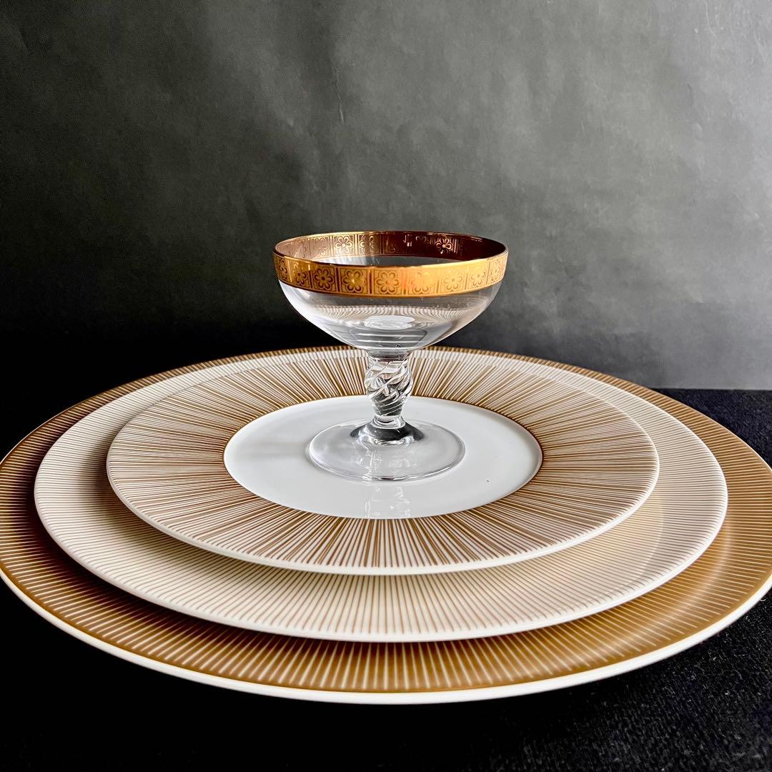 ★新品未使用 ★ 渕金唐草　クリアガラス高高台　2個セット