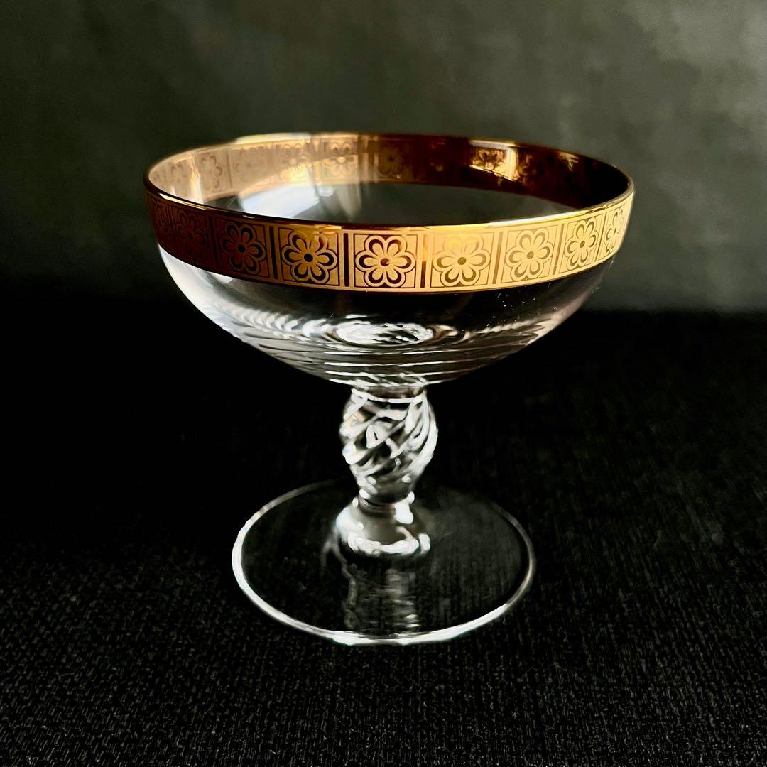 ★新品未使用 ★ 渕金唐草　クリアガラス高高台　2個セット