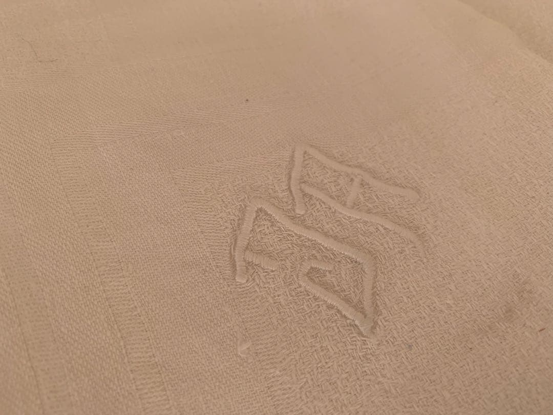 フランス　蚤の市　イニシャル刺繍　コットン　クロス　12枚セット