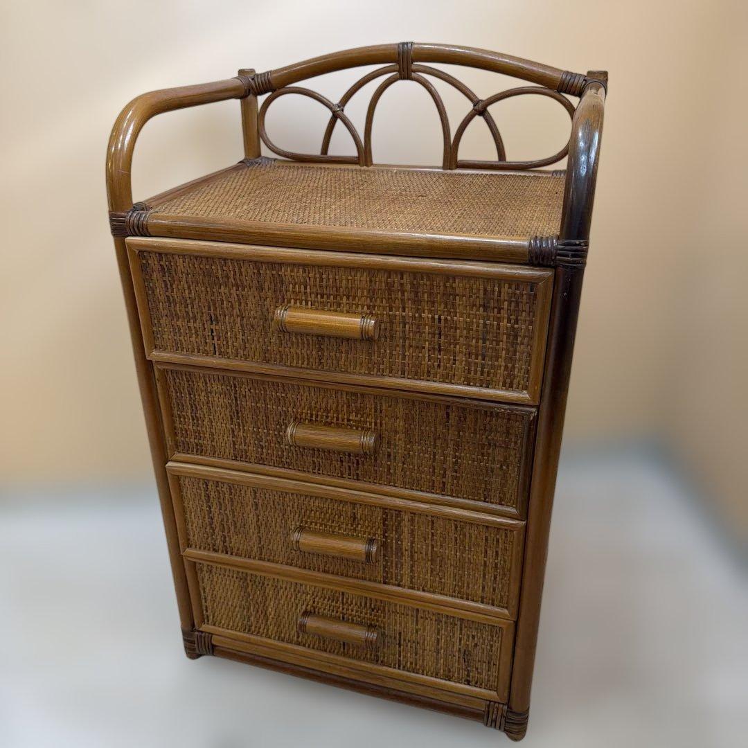 ナチュラルラタン 4段チェスト