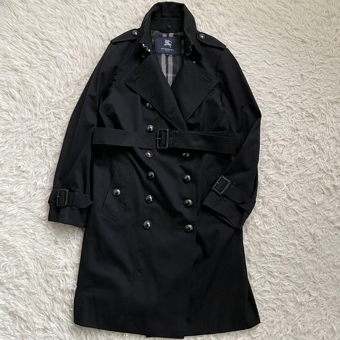 希少44サイズ　バーバリーロンドン　トレンチコート　黒　ナポレオンコート　極美品