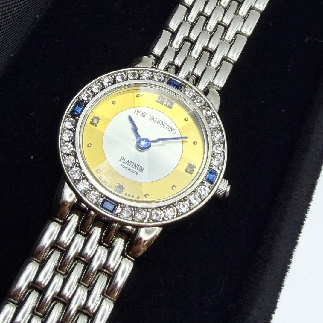 【稼働】PER VALENTINO 純金文字盤 天然ダイヤ 限定品 腕時計
