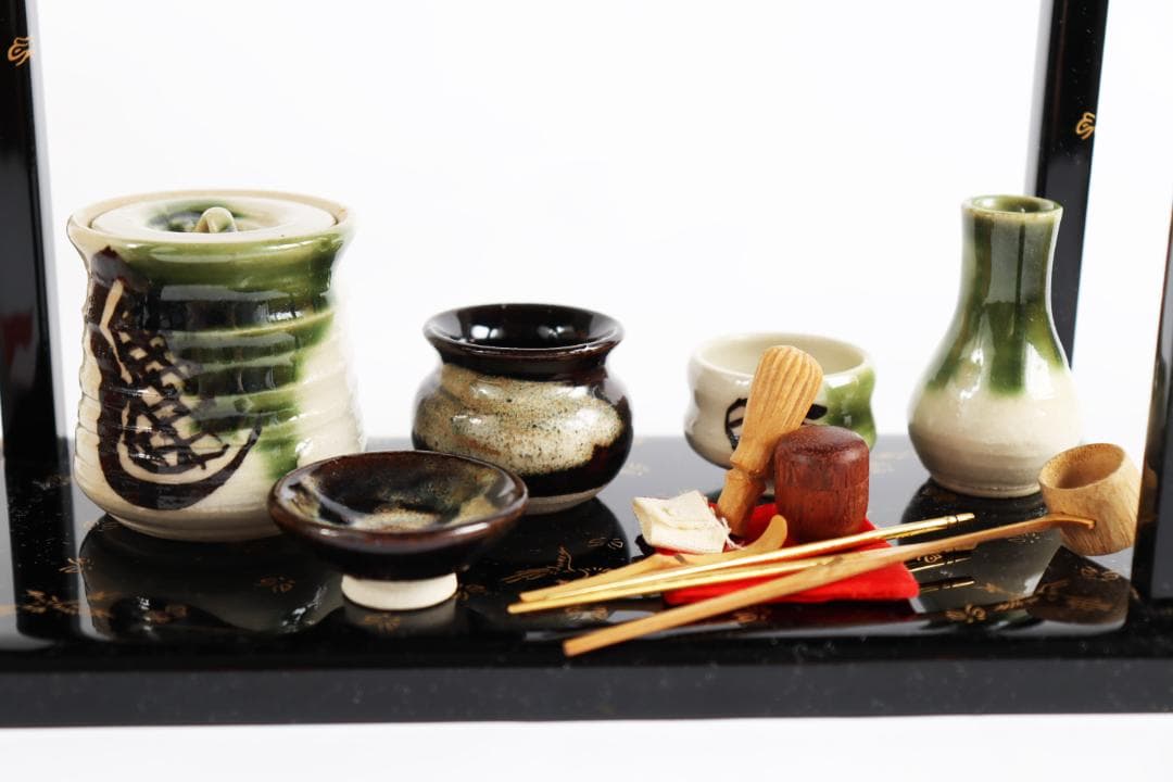 雛人形 蝶鳥蒔絵 茶道具 台子飾 田中彌 京人形 お点前