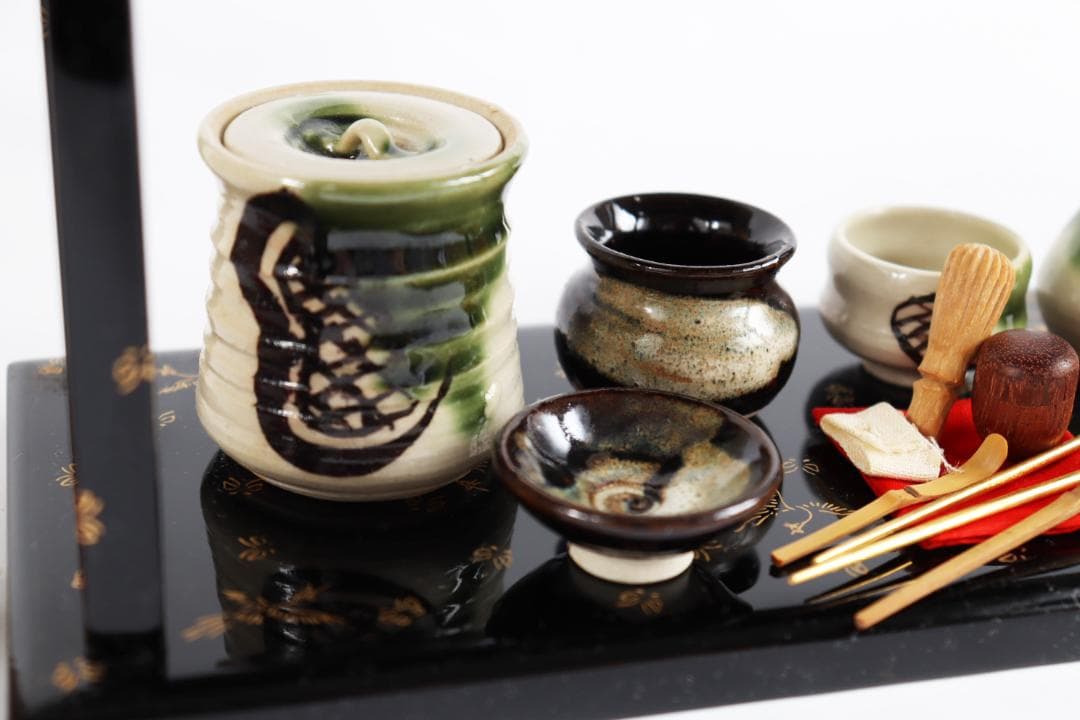 雛人形 蝶鳥蒔絵 茶道具 台子飾 田中彌 京人形 お点前