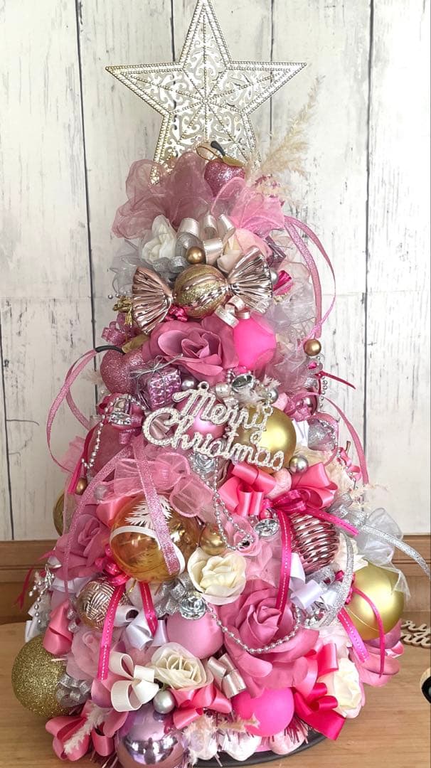 ピンクのクリスマスツリー 約55cm❣️⭐️必ずプロフ読んでください❣️3点❣️