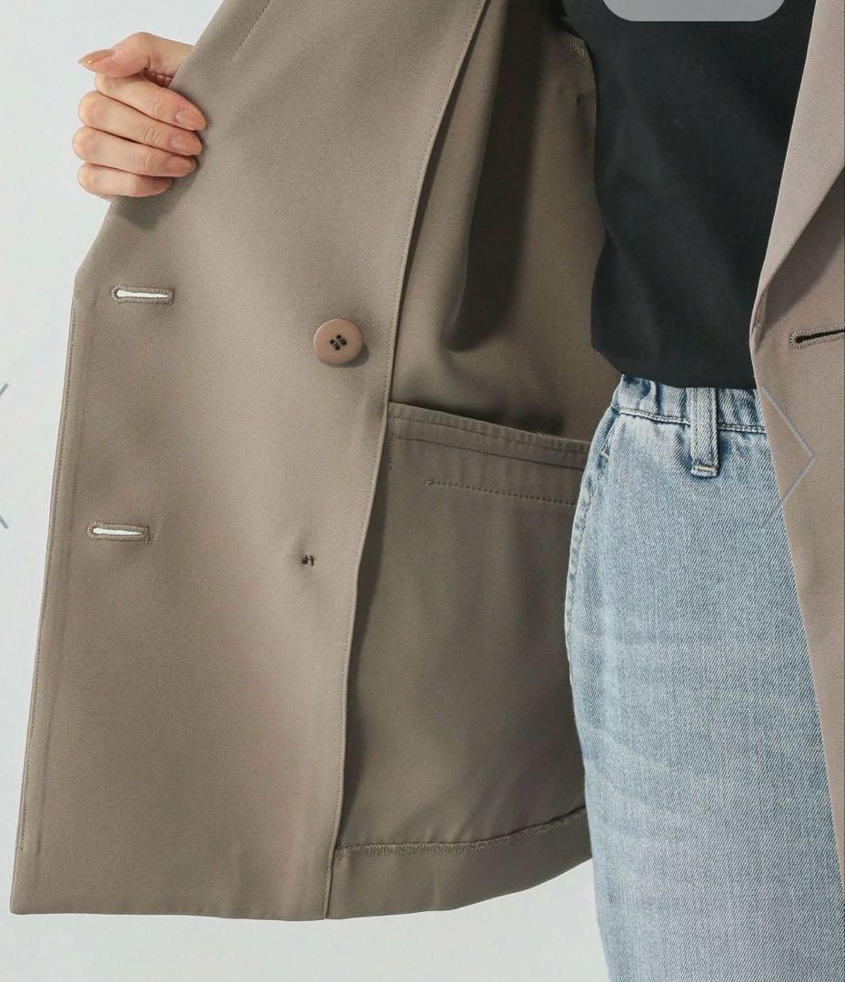 パンツスーツ&ツイードノーカラージャケット