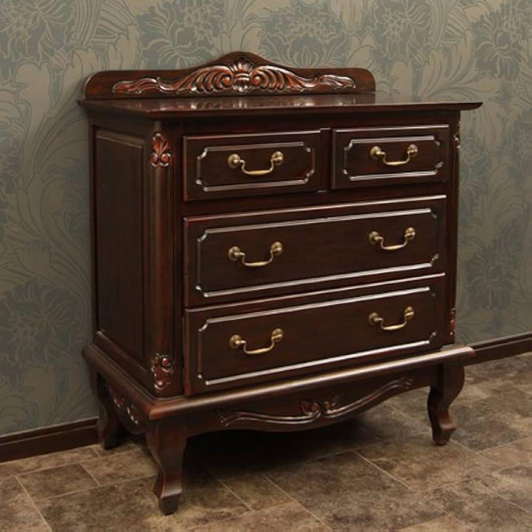 Cécilene アンティーク風チェスト ダークブラウン