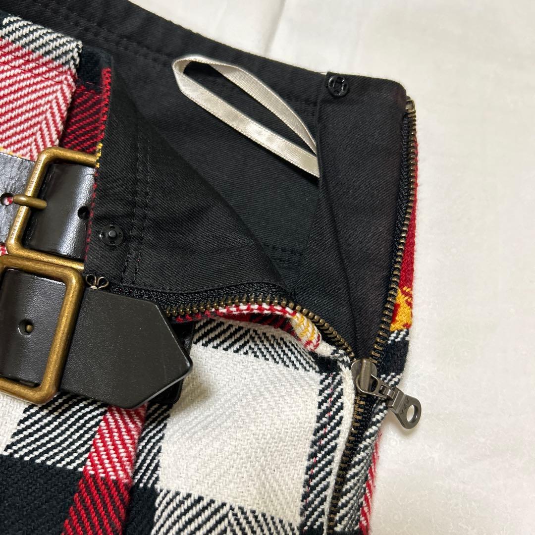 バーバリーブルーレーベル　キュロットスカート　チェック　赤