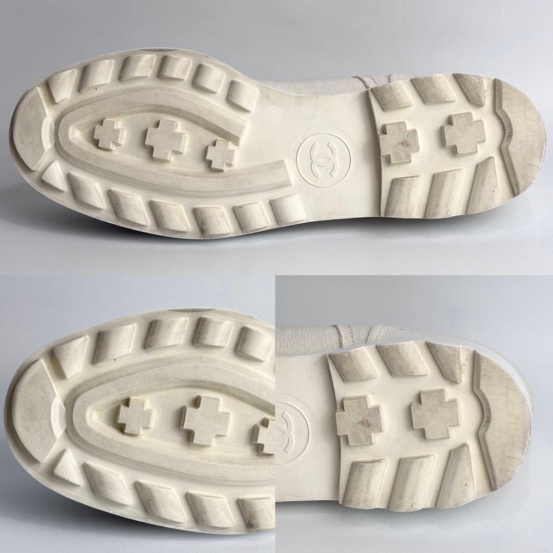 CHANEL シャネル ココマーク ロゴ刺繍 バイカラー スニーカー 23.5㎝