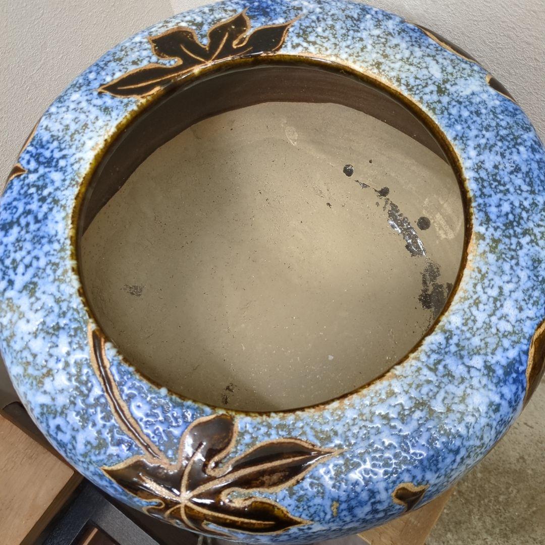 骨董　火鉢　大型　リーフ　レトロ　睡蓮鉢　めだか　金魚　鉢カバー