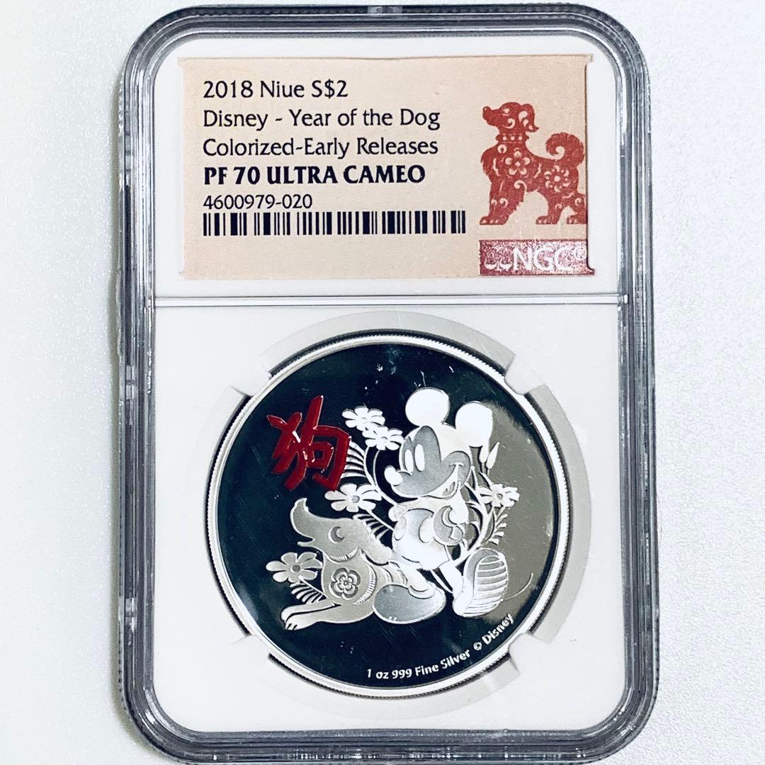 ◆PR70UC ER◆2018 ミッキー ニウエ NGC 銀貨 戌年 1oz