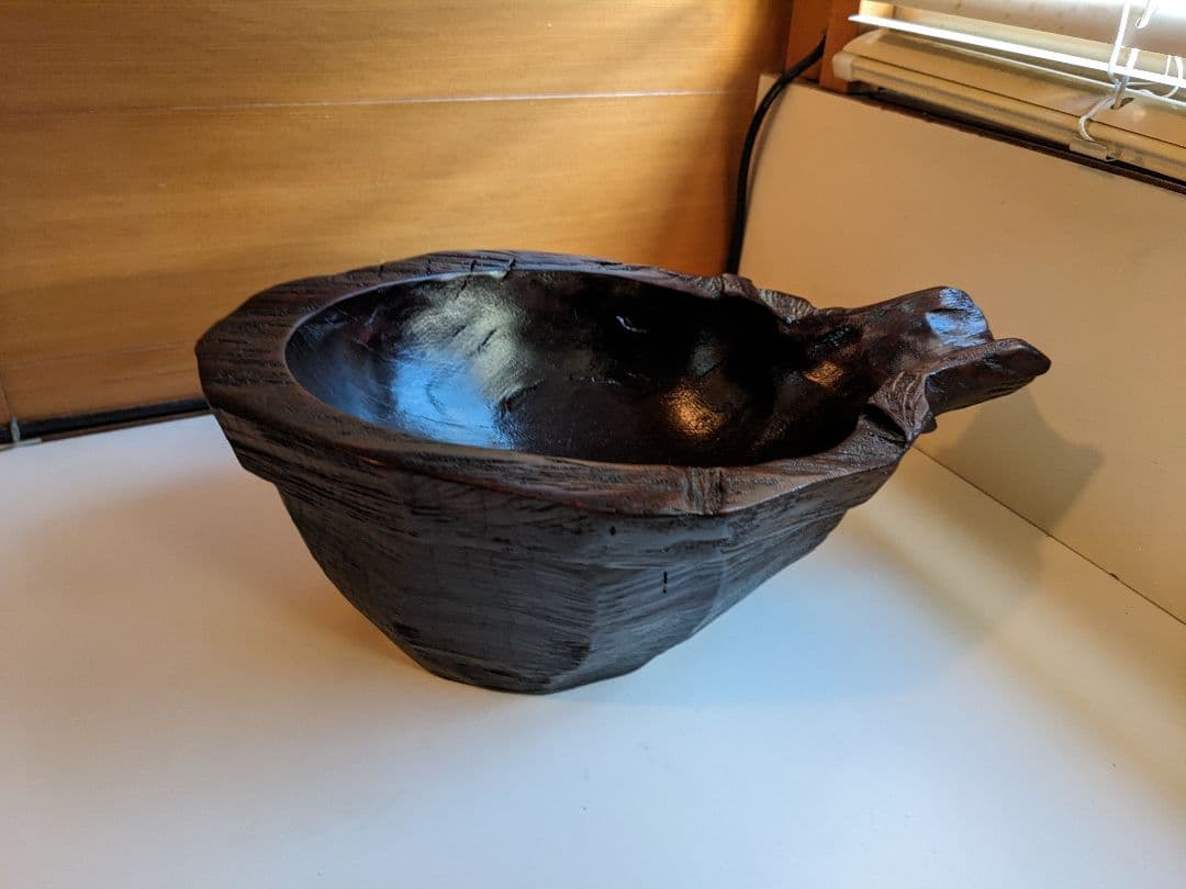 迫力のある片口　手彫り　くり抜き　酒器