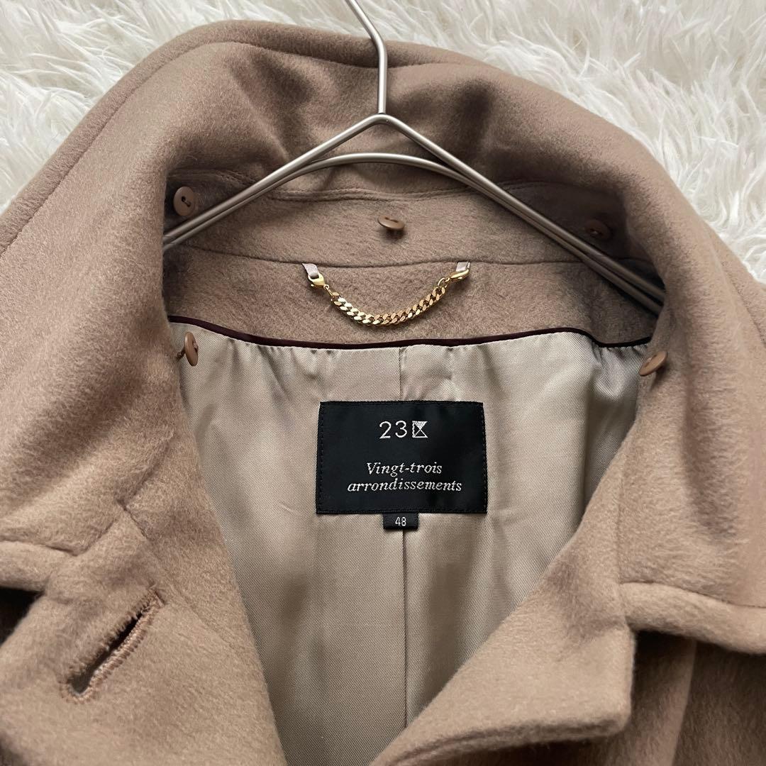 23区　カシミヤ100% ロング　ファー　Aライン　コート　大きいサイズ