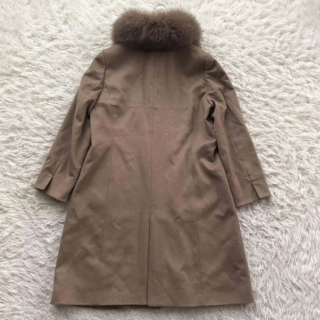 23区　カシミヤ100% ロング　ファー　Aライン　コート　大きいサイズ