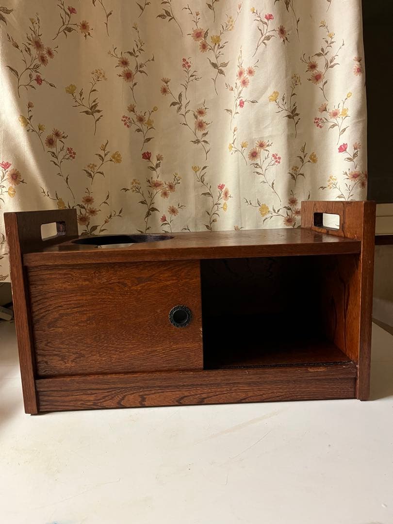 昭和レトロ 木製 小物収納 キャスター付き お座敷ワゴン ポット台