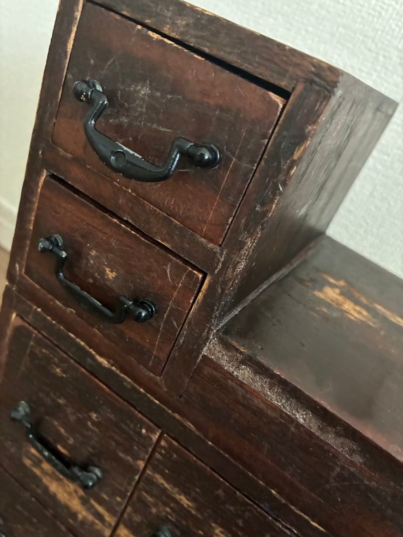 木製　階段型収納　階段箪笥　薬棚　レトロ