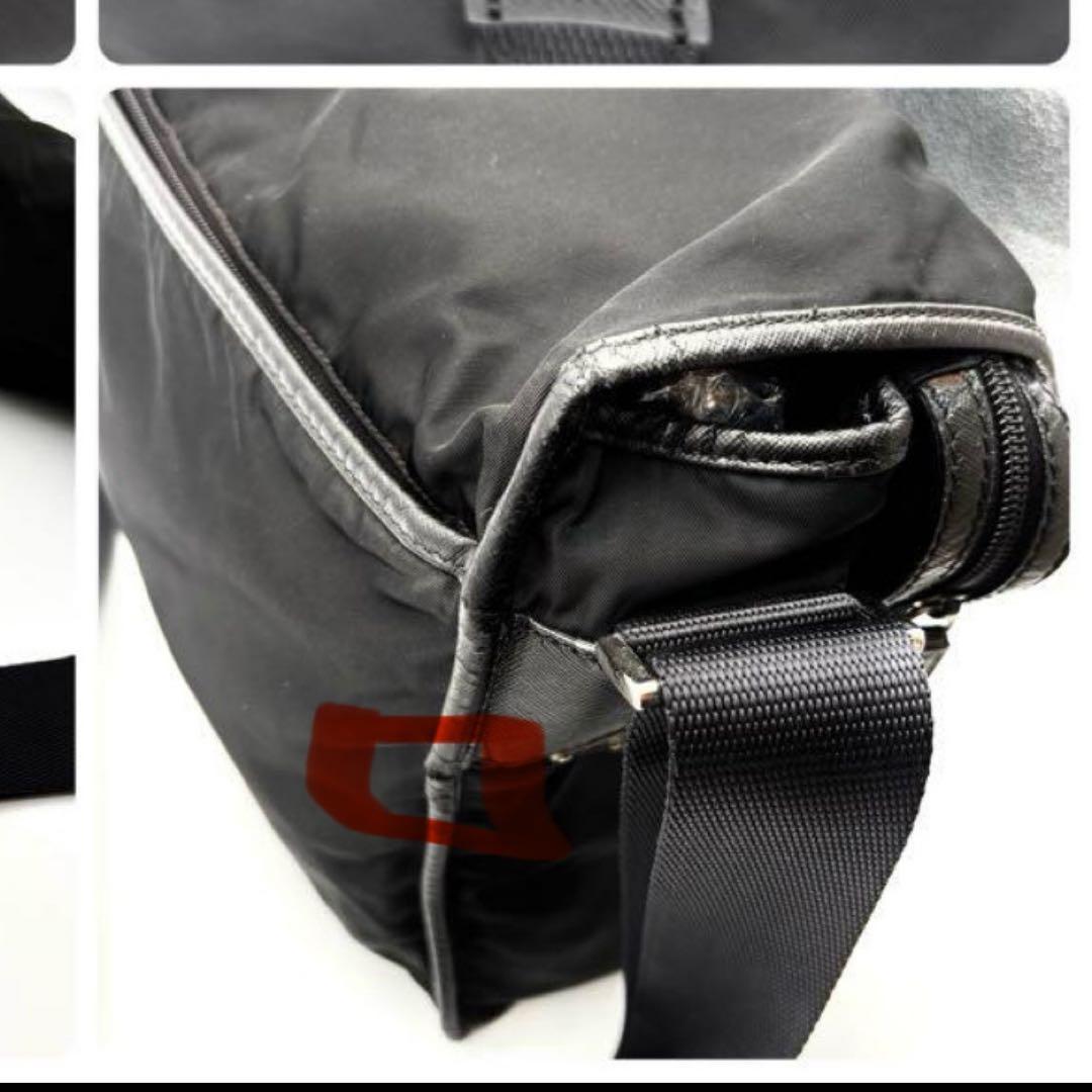 【A4収納可】プラダ　メッセンジャーバッグ サフィアーノレザー　大容量　ナイロン