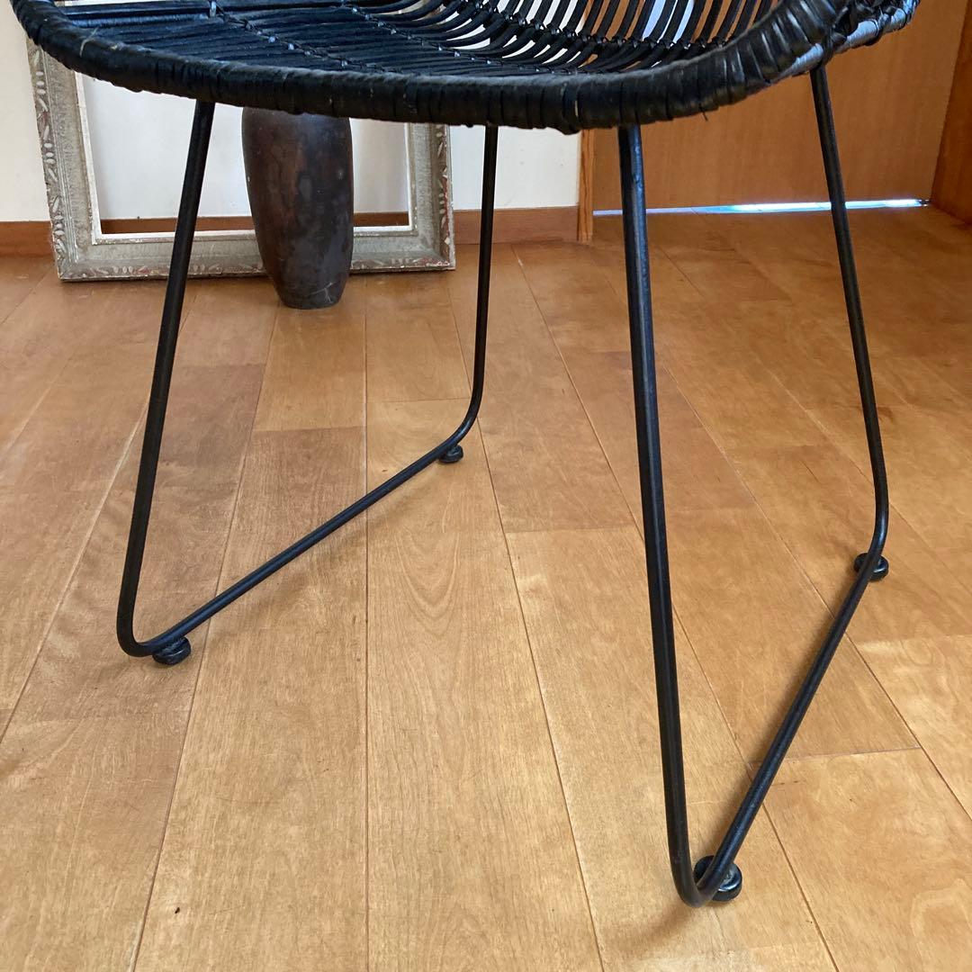 デザイナーズチェア　椅子　北欧　アイアン脚　バンブー　竹　ラタン風　モデルルーム