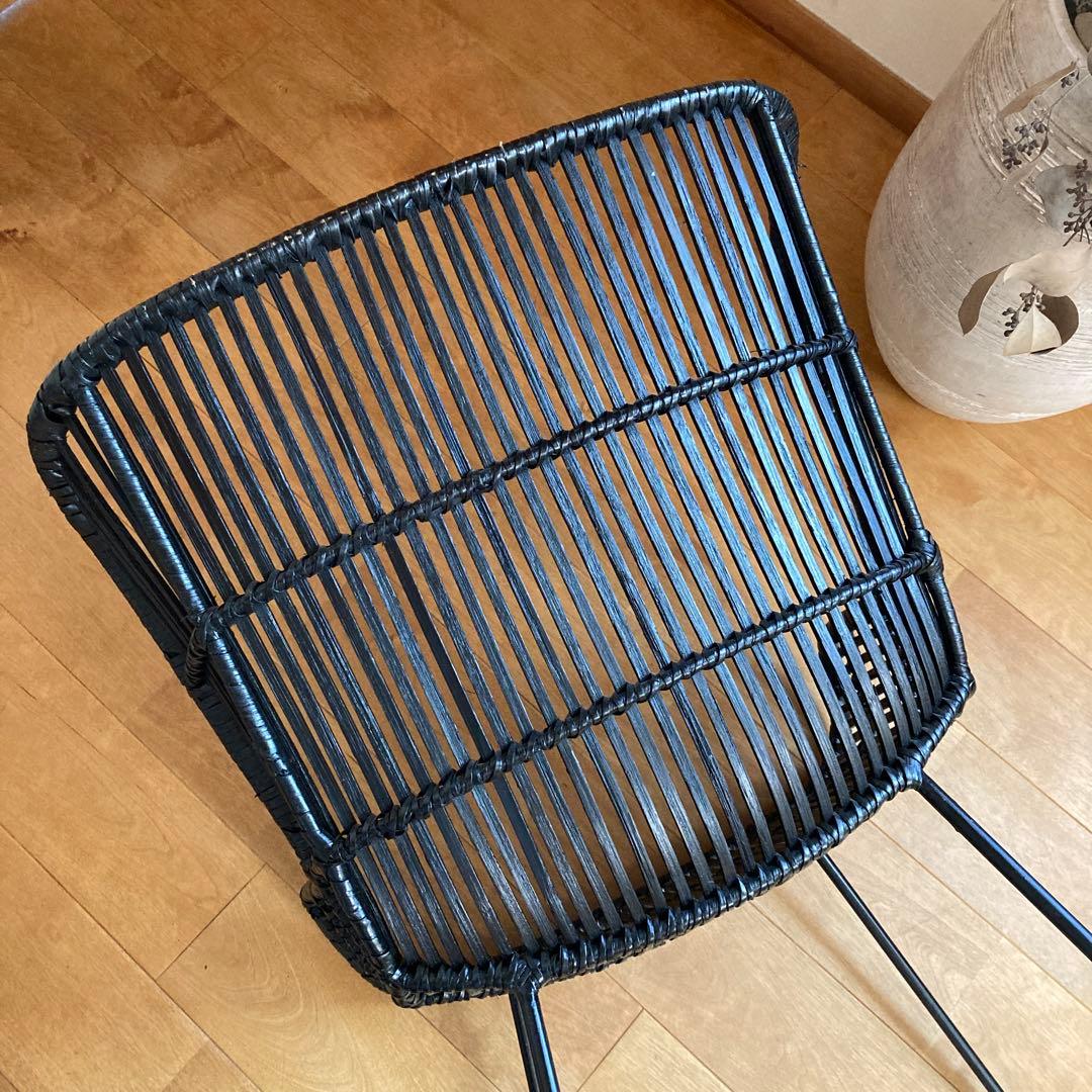 デザイナーズチェア　椅子　北欧　アイアン脚　バンブー　竹　ラタン風　モデルルーム