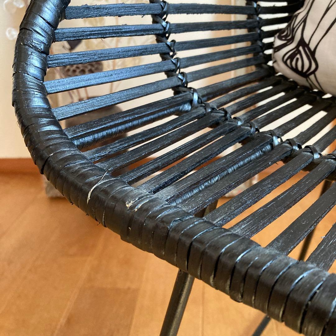 デザイナーズチェア　椅子　北欧　アイアン脚　バンブー　竹　ラタン風　モデルルーム