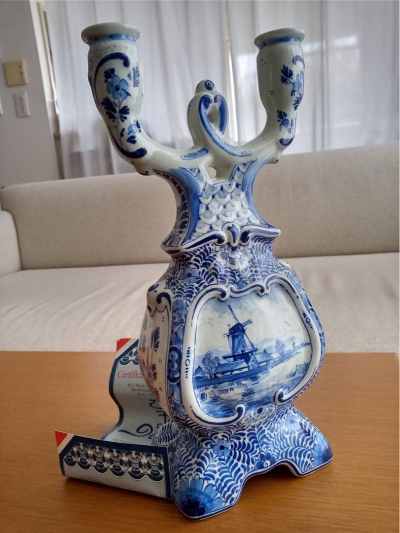 ロイヤルデルフト 阿蘭陀　ロウソク立て　燈台　美術品　キャンドルホルダー