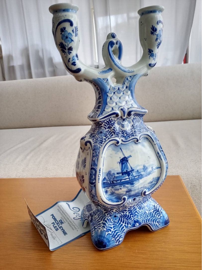 ロイヤルデルフト 阿蘭陀　ロウソク立て　燈台　美術品　キャンドルホルダー