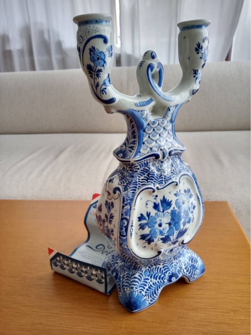 ロイヤルデルフト 阿蘭陀　ロウソク立て　燈台　美術品　キャンドルホルダー