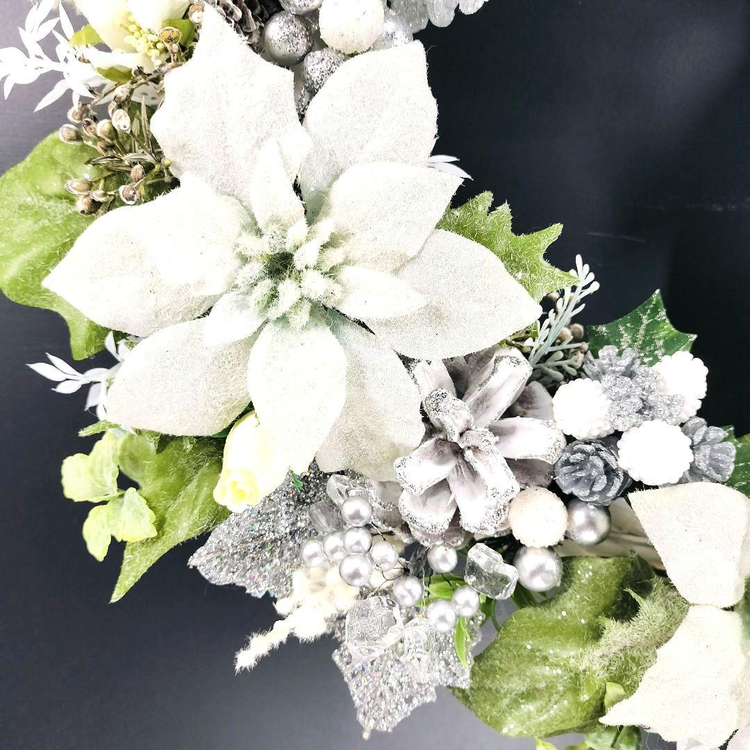 商品名【聖白】ゆきこ❤ポインセチアのクリスマスリース✳ 冬リース