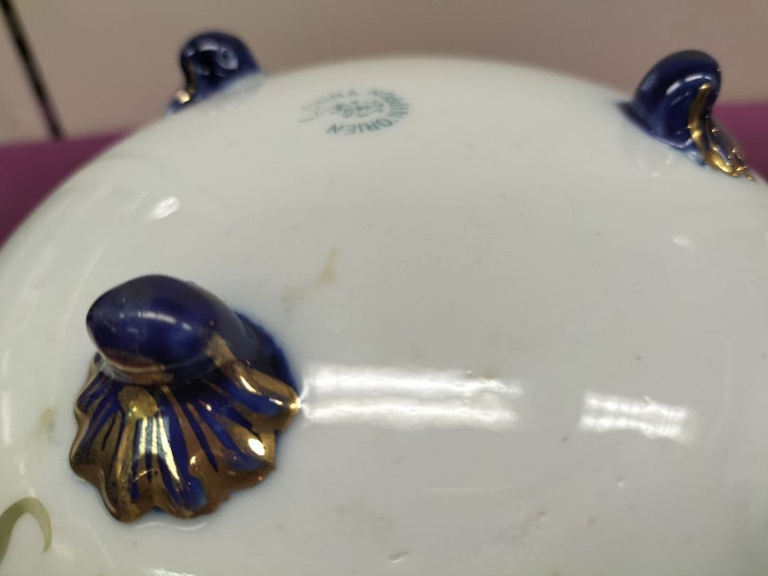 オールドニッポン　アールヌーボ様式金盛り上　三足付飾鉢1900年頃輸出　里帰り品