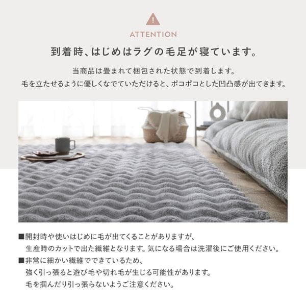 ふわもこ ラグ 約190×190cm アイボリー 洗える 抗菌 消臭 ペット臭